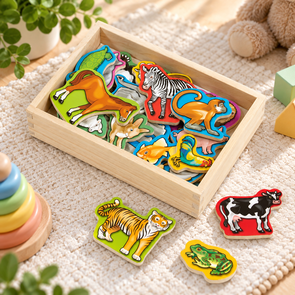 Wooden Animal Magnet Play Set