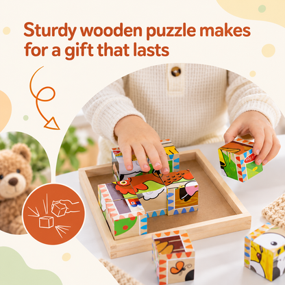 Farm Animal Wooden Cube Puzzle