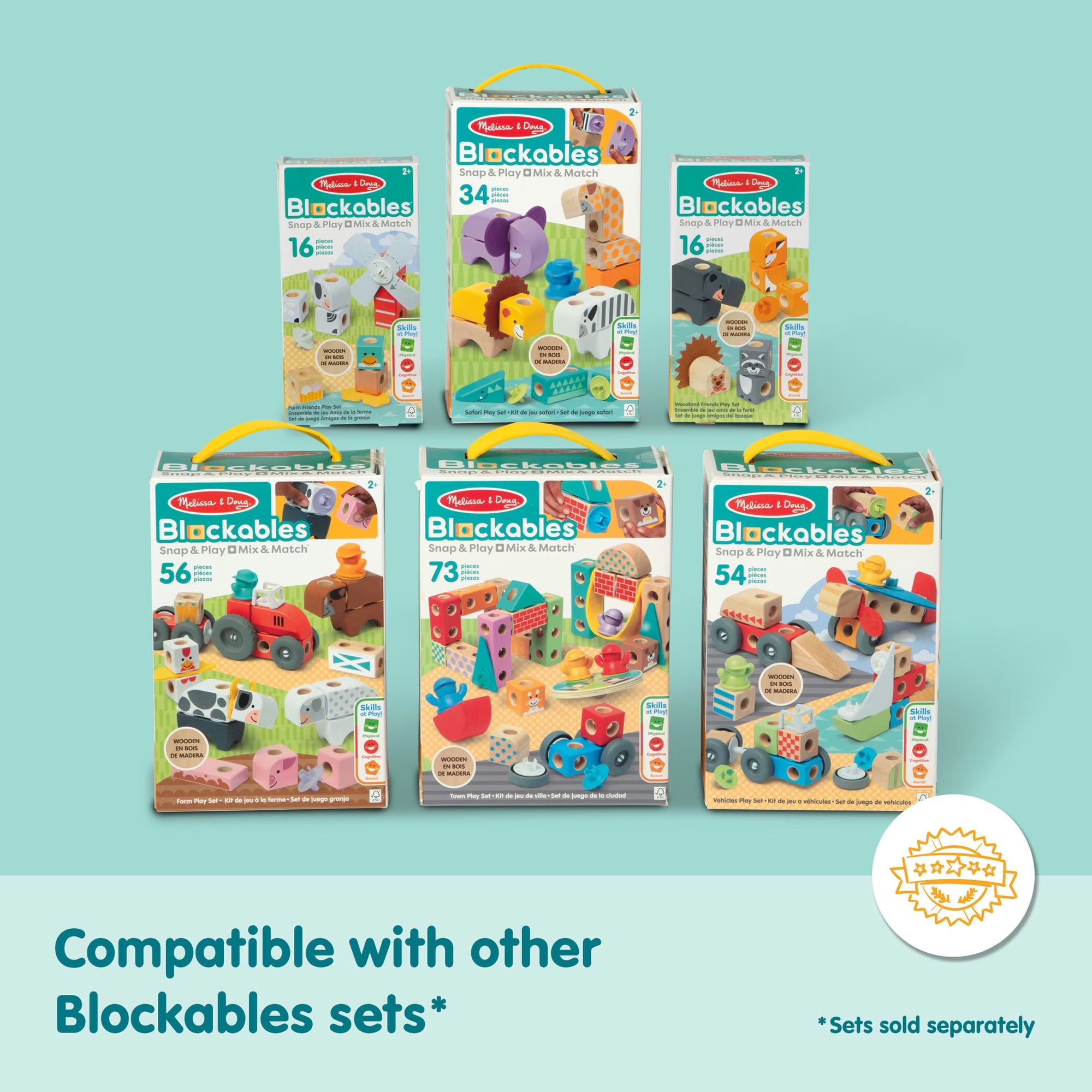 Farm Snap Play Wooden Blocks
