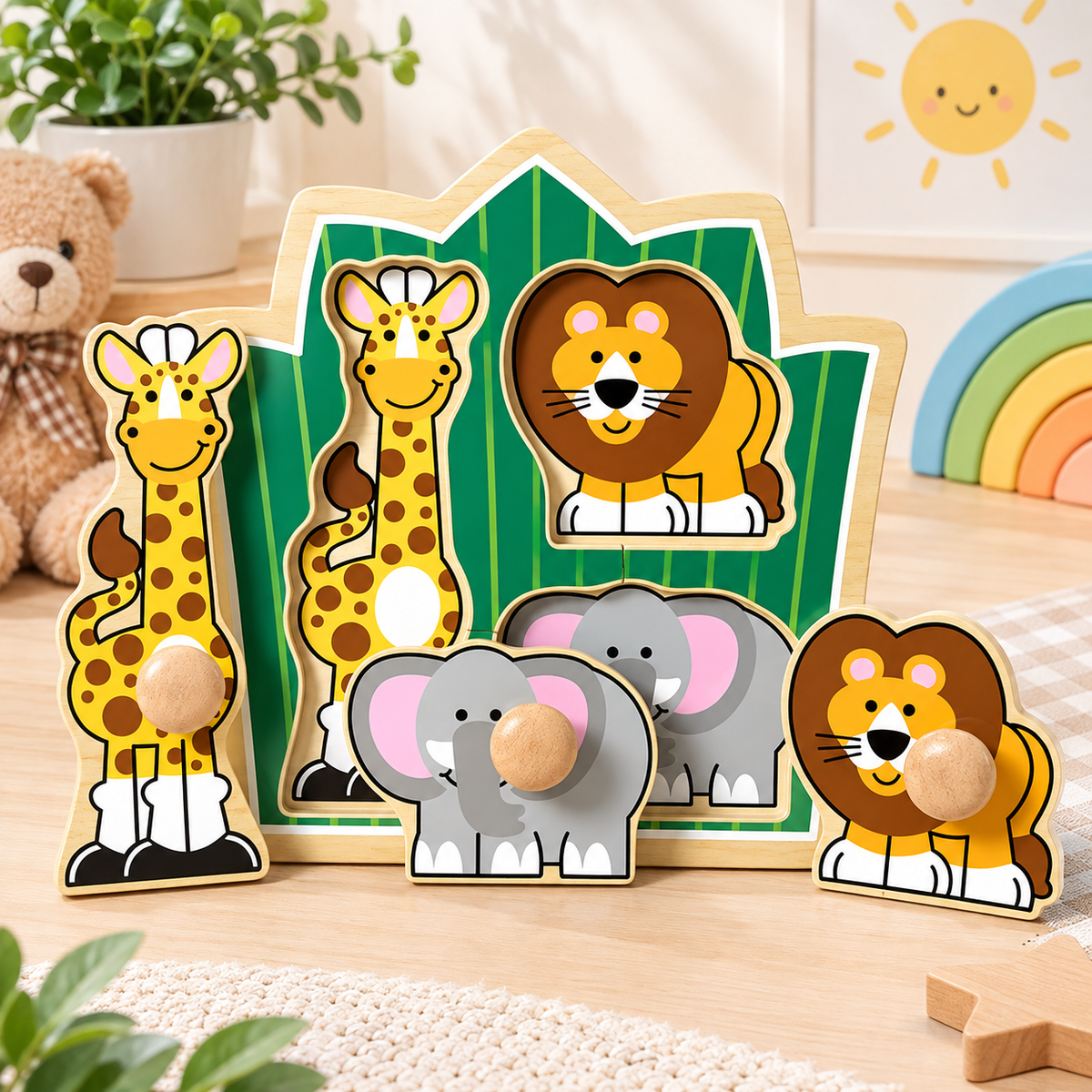 Jungle Friends Wooden Peg Puzzle