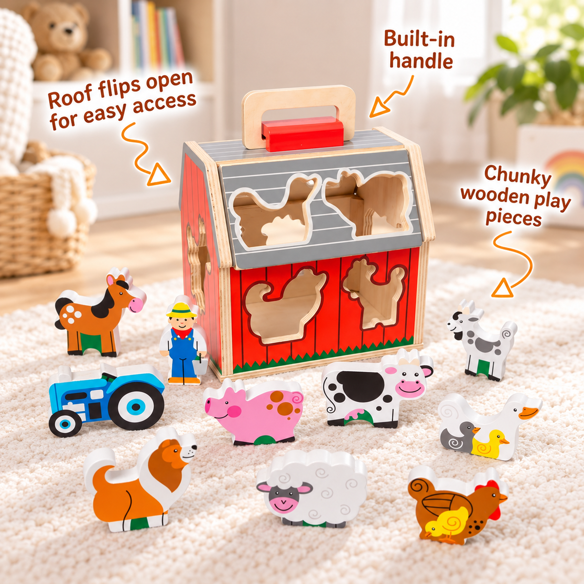 Take-Along Wooden Sorting Barn