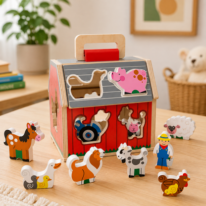 Take-Along Wooden Sorting Barn