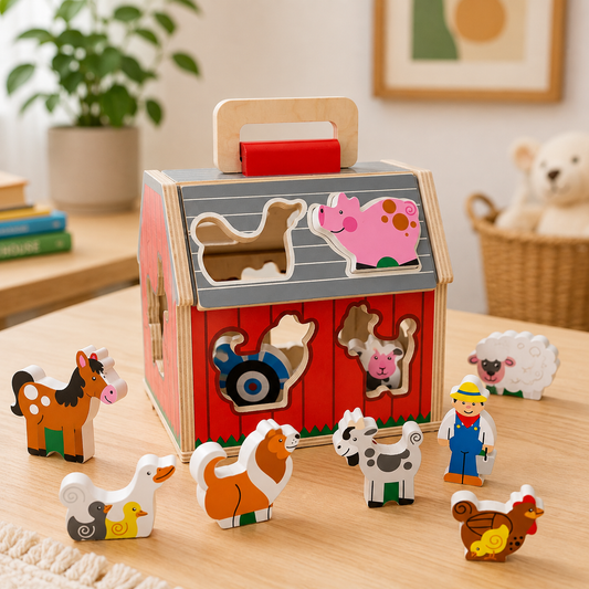 Take-Along Wooden Sorting Barn